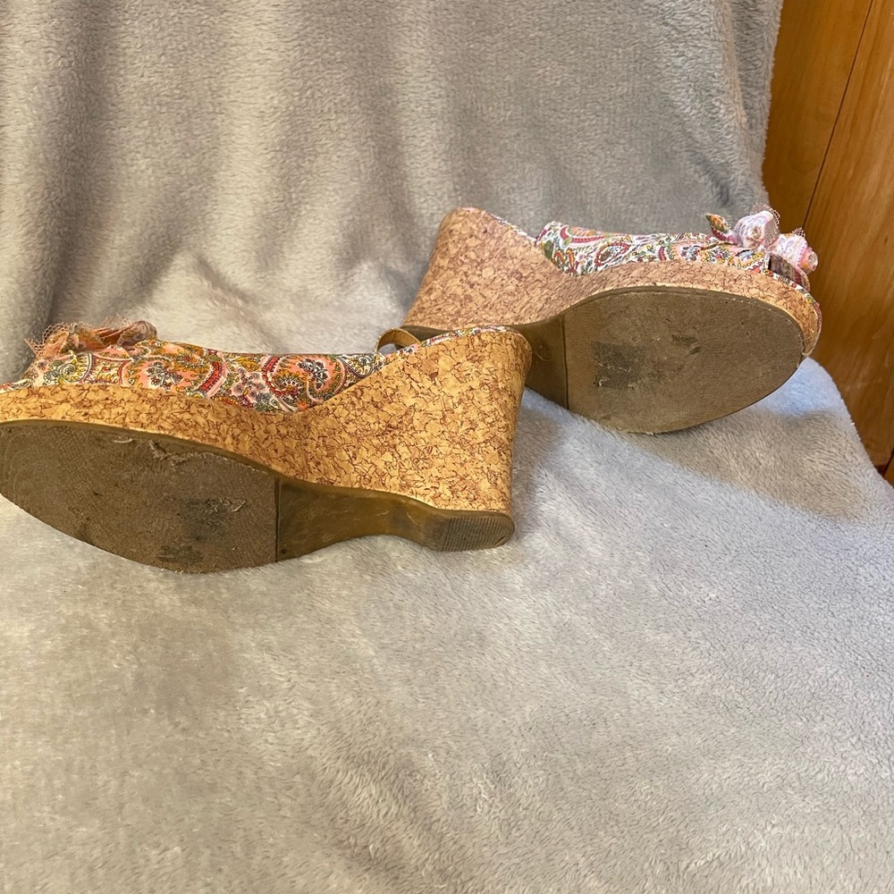 Paisley wedge sandals.